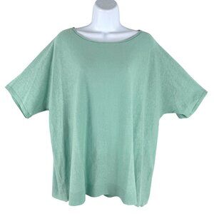 Eileen Fisher Bateau Neck Top 1X Organic Linen Cotton‎ Mint NWT TP-3248